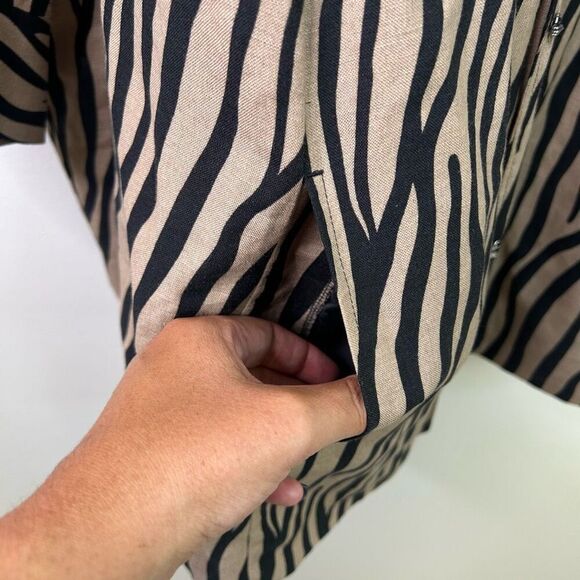 Maggie Barnes 3X Zebra Print Jacket Linen Rayon Plus Size 26/28W Animal Print - Picture 9 of 13